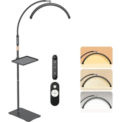 MZNOO Lash Light, Half Moon Light With Tool Tray, Led Floor Lamp With Adjustable Color Modes And Flexible Gooseneck (Black)