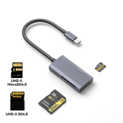 THE WAY USB 4.0 Uhs-Ii V90 Sd/tf Multi-Function 2-In-1 High-Speed ​​card Reader for Mobile Phones, Computers, And Laptops - Type-C Interface