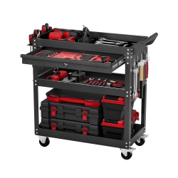 VEVOR 4-Tier Tool Cart \w Wheels, 350 Lbs Load Capacity, Rolling Work Cart \w Drawer & Pegboard, Mechanic Tool Storage Organizer \w Locking System