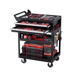 VEVOR 5-Tier Tool Cart \w Wheels, 400 Lbs Load Capacity, Rolling Work Cart \w 2 Drawers & Pegboard, Mechanic Tool Storage Organizer \w Locking