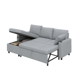 AECOJOY 83.5" Convertible Sofa Bed, Sleeper Sofa Couch With Pullout Bed for Living Room In Grey