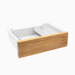 DESKY Teak Minimal Under Desk - Steel Slim Slide-Out Storage, 11 Lb Capacity In White