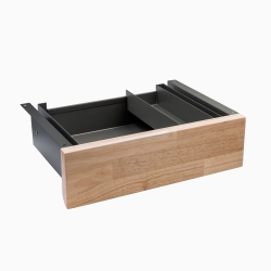 DESKY Natural Rubberwood Minimal Under Desk - Space Steel Slim Slide-Out Storage, 11 Lb Capacity In Grey