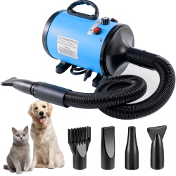 CHSSHA00 Pet Hair Dryer 2200W Dog Hair Dryer Stepless Speed ​​adjustable Pet Grooming Hair Dryer \w 4 Different Nozzles And Retractable Hose Low