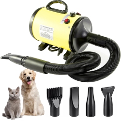 CHSSHA00 Pet Hair Dryer 2200W Dog Hair Dryer Stepless Speed ​​adjustable Pet Grooming Hair Dryer \w 4 Different Nozzles And Retractable Hose Low