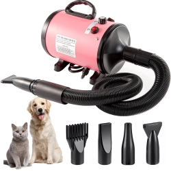 CHSSHA00 Pet Hair Dryer 2200W Dog Hair Dryer Stepless Speed ​​adjustable Pet Grooming Hair Dryer \w 4 Different Nozzles And Retractable Hose Low