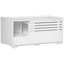 PAWHUT Cat Litter Box Enclosure \w Storage Compartments, Hidden Cat Litter Box Furniture And Side Table \w Elevated Bottom, Fits Most Litter Pans