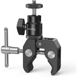 SMALLRIG Super Clamp Mount \w Mini Ball Head Mount Hot Shoe Adapter \w 1/4 Screw for Lcd Field Monitor, Led Lights, Flash, Microphone, for Gopro