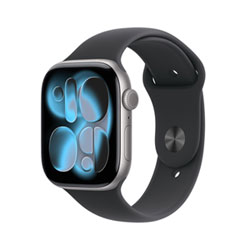 Apple Watch Series 11 (GPS + Cellular) 46mm Space Grey Aluminum Case with Black Sport Band - Medium/Large