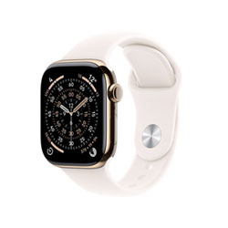 Apple Watch Series 11 (GPS + Cellular) 42mm Gold Titanium Case with Light Blush Sport Band - Small/Medium
