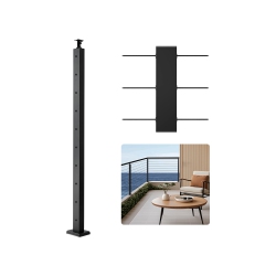 VEVOR 36X2X2 In 1-Pack Cable Railing Post, Horizontal-Hole Deck Railing Post \w Pre-Drilled Holes, Stainless Steel Cable Rail Post \w Horizontal And