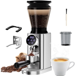 THE WAY Coffee Grinder \w 48 Grind Settings And Led Control Panel, Digital Timer, Anti-Static, Anti-Clog Coffee Bean Grinder, Grinds 2-12 Cups Of