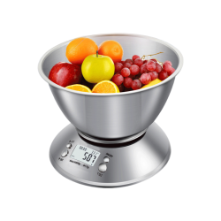 GREEN SCENIC Stainless Steel Electronic Kitchen Scale \w Bowl, High Precision 0.1G 5Kg Large Capacity Stainless Steel Scale Plate Food Baking Scale