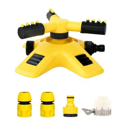 GREEN SCENIC 360-Degree Automatic Rotating Sprinkler, Garden Watering Set, Automatic Rotation - 1 Sprinkler + 2 4-Point Quick Connectors + 1 46-Point