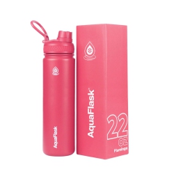 AQUAFLASK Original Vacuum Insulated Water Bottles 650Ml (22OZ) - Flamingo