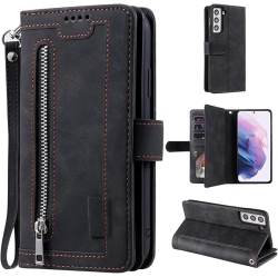 KROLEAR [ Limitted Time Offer ] - Wallet Case for Iphone 14 Plus, Multi-Function Flip Folio 9 Card Slots Phone Case With Zipped Pocket Wrist Strap