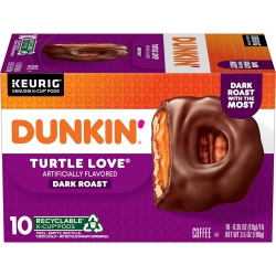 DUNKIN DONUTS Dunkin' Turtle Love Flavored Coffee, 10 Count (Pack Of 6) Keurig K-Cup Pods