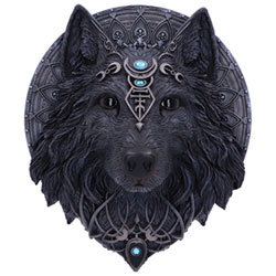 Nemesis Now Jewelled Black Wolf Moon Wall Hanging Plaque