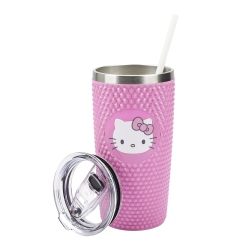 BIOWORLD Hello Kitty Character Face 20 OZ Stainless Steel Spiked Tumbler In Pink