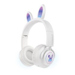 HYPERGEAR Headphones Bluetooth Bunny Tracks Built In Mic Soft Memory Foam Ear Cushions Foldable Design 10Hr Play Time - In White
