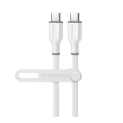 HYPERGEAR Charge And Sync Pd USB-C to USB-C Flexi Pro Cable 15Ft Pd Up to 60W Fast Charge 480Mbps High Speed - Soft Touch Silicone - In White