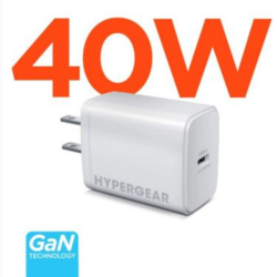 HYPERGEAR Wall Charger 1 Port 40W USB-C Gan Fast Charger With Pps Pd Smartchip Technology - In White