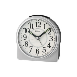 SEIKO CLOCK Seiko Qhe198S Bedside Desk Alarm Clock - Silver & In White