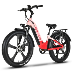 EMMO Vegar Pro Step Thru Fat Tire Commuter Ebike for Adults - 48V/15.6Ah 750W Ul Certified - Blush In Pink