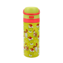 BIOWORLD The Grinch & Cindy-Lou Who All-Over Print 24 OZ Stainless Steel Water Bottle In Green