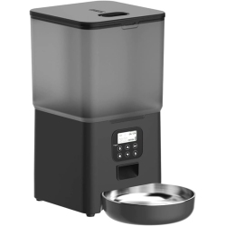 CHSSHA00 6L Timed Smart Pet Feeder Automatic Food Dispenser Stainless Steel Double Bowl Recorder Dog And Cat Feeder Easy to Operate And Clean (6L