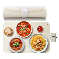 VEVOR Yd-302C-Z-40+60G-A Electric Warming Tray, 23.6" × 15.7" Rollable Food Warming Mat With Touch Temp Control, Timer & Child Lock In Beige