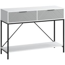 HOMCOM Modern Console Table With 2 Drawers, 2 Tier Entryway Table With Storage Shelf, Narrow Sofa Table for Living Room, Hallway In White