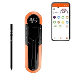 CHSSHA00 Wireless Grill Thermometer \w Bluetooth, 152M Range - \w Sensor And Alarm, Ip66 Waterproof - for Oven, Grill, Smoker And Air Fryer (Orange)