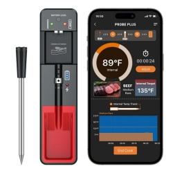 CHSSHA00 Bluetooth 5.2 Wireless Meat Thermometer \w Fast Charging And Ipx7 Waterproofing - Smart App Alerts for Grilling, Smoking, Oven, And Sous Vide