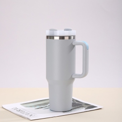 THE WAY 40OZ 2Nd Generation Ice Cup 304 Stainless Steel Insulated Cup, Outdoor Handle, Car Cup, Large Capacity Straw Cup [Ice Cup] In Gray
