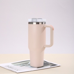 THE WAY 40OZ 2Nd Generation Ice Cup 304 Stainless Steel Insulated Cup, Outdoor Handle, Car Cup, Large Capacity Straw Cup [Ice Cup] In Pink