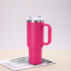 THE WAY 40OZ 2Nd Generation Ice Cup 304 Stainless Steel Insulated Cup, Outdoor Handle, Car Cup, Large Capacity Straw Cup [Ice Cup] Rose