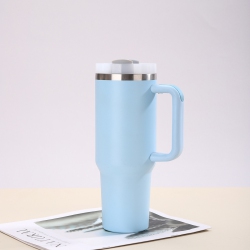 THE WAY 40OZ Second Generation Ice Cup, 304 Stainless Steel Insulated Cup, Outdoor Car Cup With Handle, Large Capacity Straw Cup [Ice Cup] In Blue