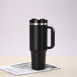 THE WAY 40OZ 2Nd Generation Ice Cup 304 Stainless Steel Insulated Cup, Outdoor Car Cup With Handle, Large Capacity Straw Cup [Ice Cup] In Black