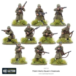 WARLORD GAMES Bolt Action Polish Infantry Squad In Greatcoats New