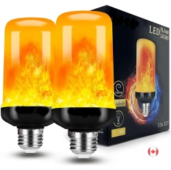 GENER 【Upgraded 2-Pack】 Led Flame Light Bulb, 4-Mode Flickering UPSide-Down Effect, E26/e27 Base, Decorative Flame Bulbs for Halloween