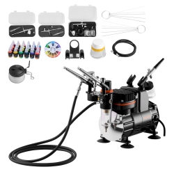VEVOR Airbrush Kit, 1/6 HP, 3 Tips，air Brush Kit With Air Compressor, 3 Dual-Action Professional Airbrushes