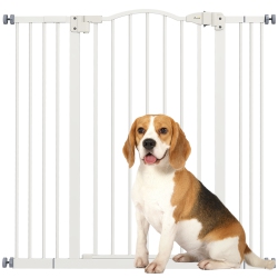 PAWHUT 29"-39" Wide Dog Gate With Door, Pressure Fit, Auto Close, Double Locking for Doorways Hallways Stairs, 37" Tall In White