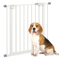 PAWHUT 29"-32" Wide Pet Gate With Door Dog Gate And Barrier Indoor for Stairs, 30 Inch Tall Pressure-Mounted Safety Gate In White