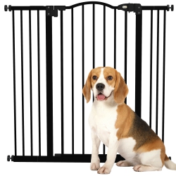 PAWHUT 29"-39" Wide Dog Gate With Door, Pressure Fit, Auto Close, Double Locking for Doorways Hallways Stairs, 37" Tall In Black