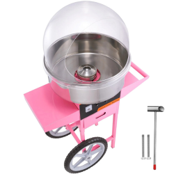 VEVOR Mhtjjphc01 Electric Cotton Candy Machine Cart With Bubble Cover Shield, 1000W Commercial Floss Maker In Pink
