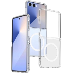 CSMART [Cs] Hybrid Magnetic Wireless Charging Magsafe Case Back Cover for Samsung Galaxy Z Flip 7, Clear