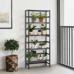 CAPHAUS 5-Tier Bamboo Shelf, Bamboo Open Storage Bookcase With Adjustable Layer