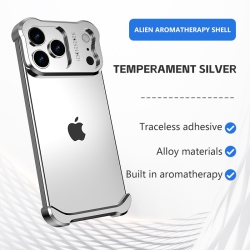 THE WAY Suitable for Iphone 17 Pro Max, Frameless Metal Corner Pads, Apple Frameless Phone Case With Lens Protector - In Silver