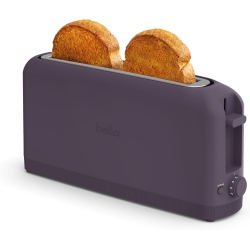 BELLA 2 Slice Slim Toaster, Fits-Anywhere Kitchenware, 6 Setting Shade Control \w Reheat & Cancel Buttons, Fits Sourdough, 10” Long Slot, Anti Jam